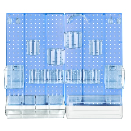 Azar Displays 24-Piece Blue Pegboard Organizer Kit with 2 Panels and Accessory 900944-BLU